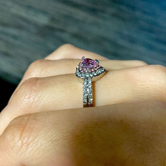 LAST ONE! Silver & Pink Heart Ring - Picture 2 of 2
